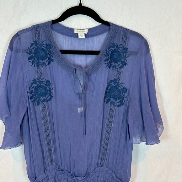 Sundance Led By Dreams Women's Floral Embroidered Drop Waist Midi Dress Petite L - Picture 2 of 14